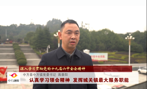 深入学习贯彻党的十九届六中全会精神｜中方镇蒋崇阳：认真学习领会精神  发挥城关镇最大服务职能
