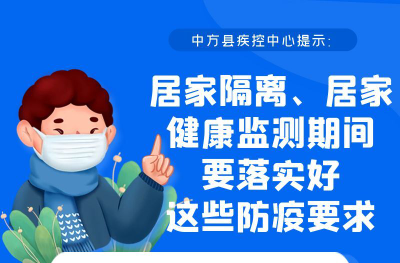 海报｜中方县疾控中心提示：居家隔离、居家健康监测期间要落实好这些防疫要求