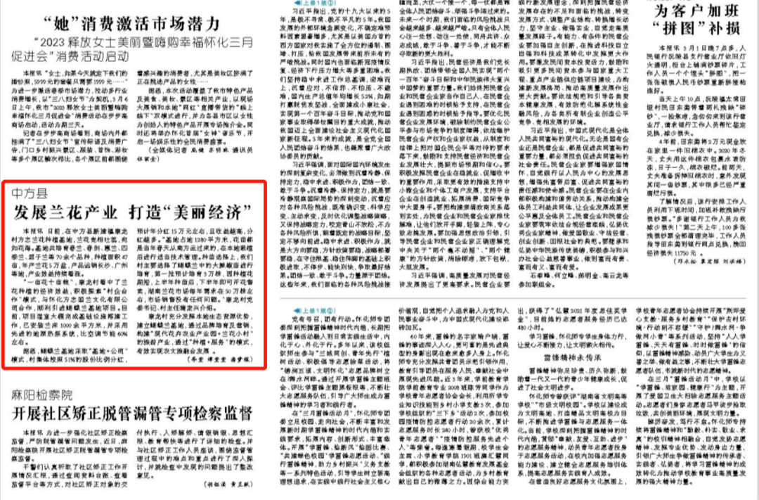 怀化日报|中方县发展兰花产业 打造“美丽经济”