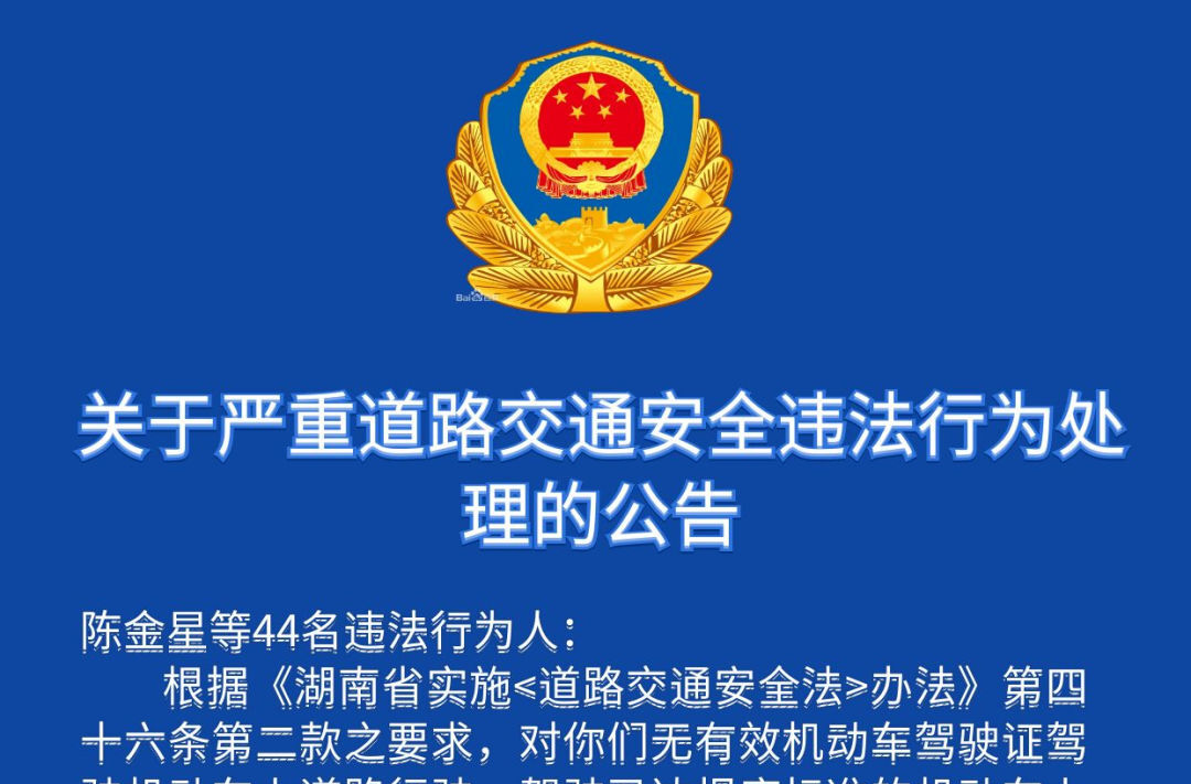 关于严重道路交通安全违法行为处理的公告