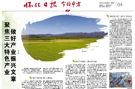 怀化日报|中方县：聚焦三大特色产业 做好产业振兴文章
