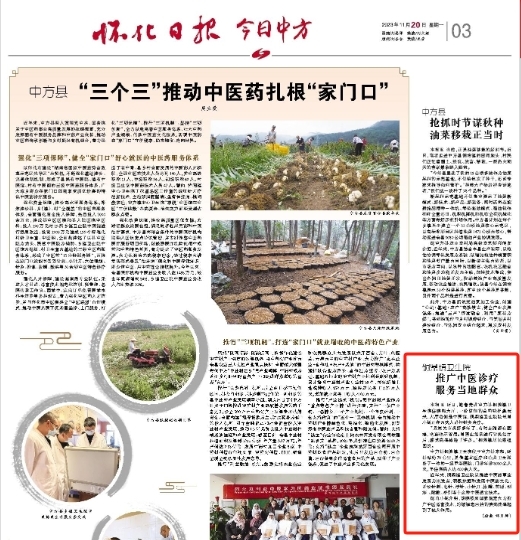 怀化日报|铜鼎镇卫生院推广中医诊疗 服务当地群众