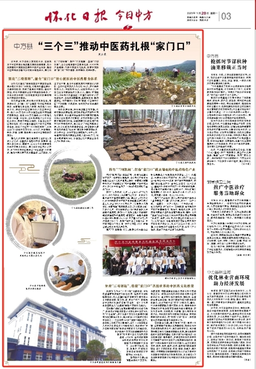 怀化日报|中方县 “三个三”推动中医药扎根“家门口”