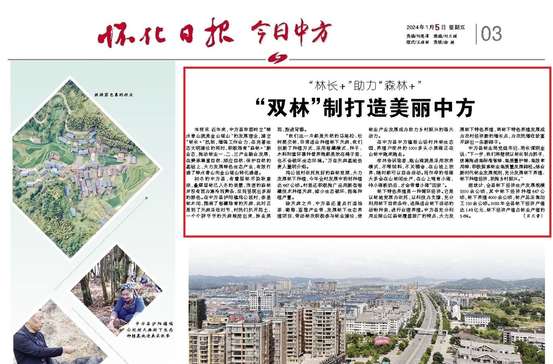 怀化日报|   “林长+”助力“森林+”  “双林”制打造美丽中方