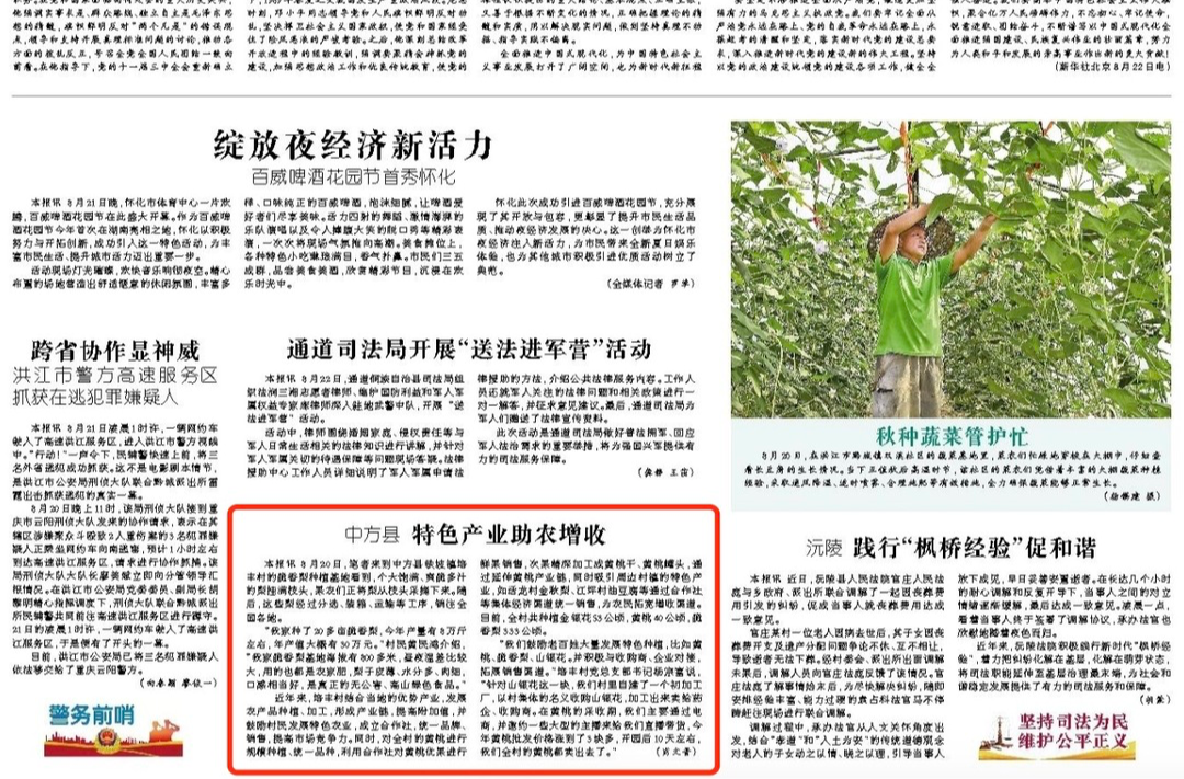 怀化日报|中方县 特色产业助农增收