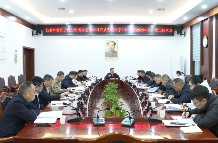 中方县委常委班子民主生活会会前学习暨县委理论学习中心组2025年第一次集体学习开展