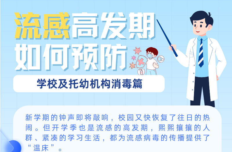 长图|流感高发期 如何预防——学校及托幼机构消毒篇