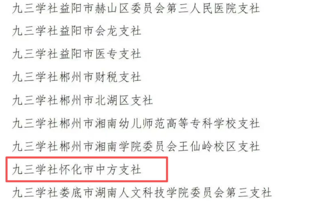喜报！九三学社怀化市中方支社荣获全国知识竞赛集体优胜奖