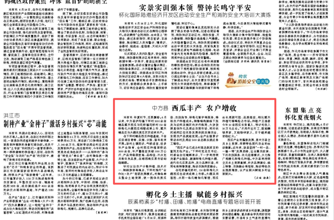 怀化日报|中方县西瓜丰产 农户增收