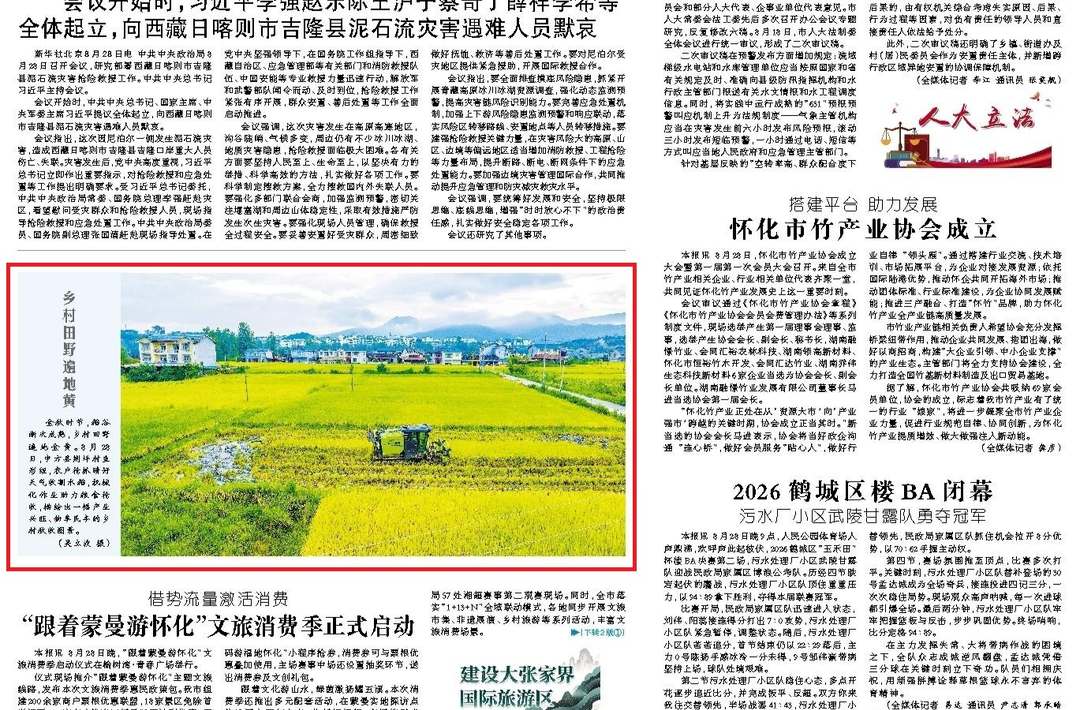 怀化日报头版|图片新闻：中方县荆坪古村田野遍地黄