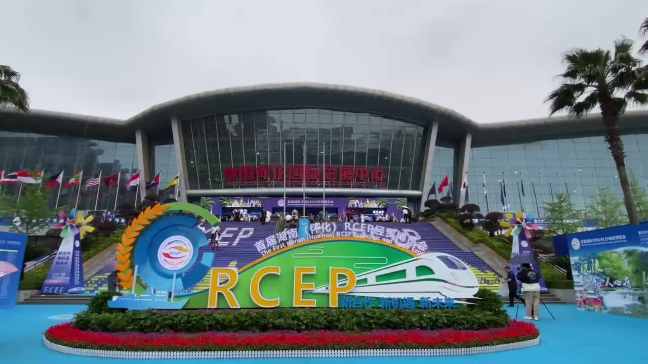 视频|首届湖南（怀化）RCEP 经贸博览会开幕 中方县康润农业、天天粉业等企业参展