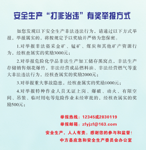安全生产“打非治违“有奖举报方式